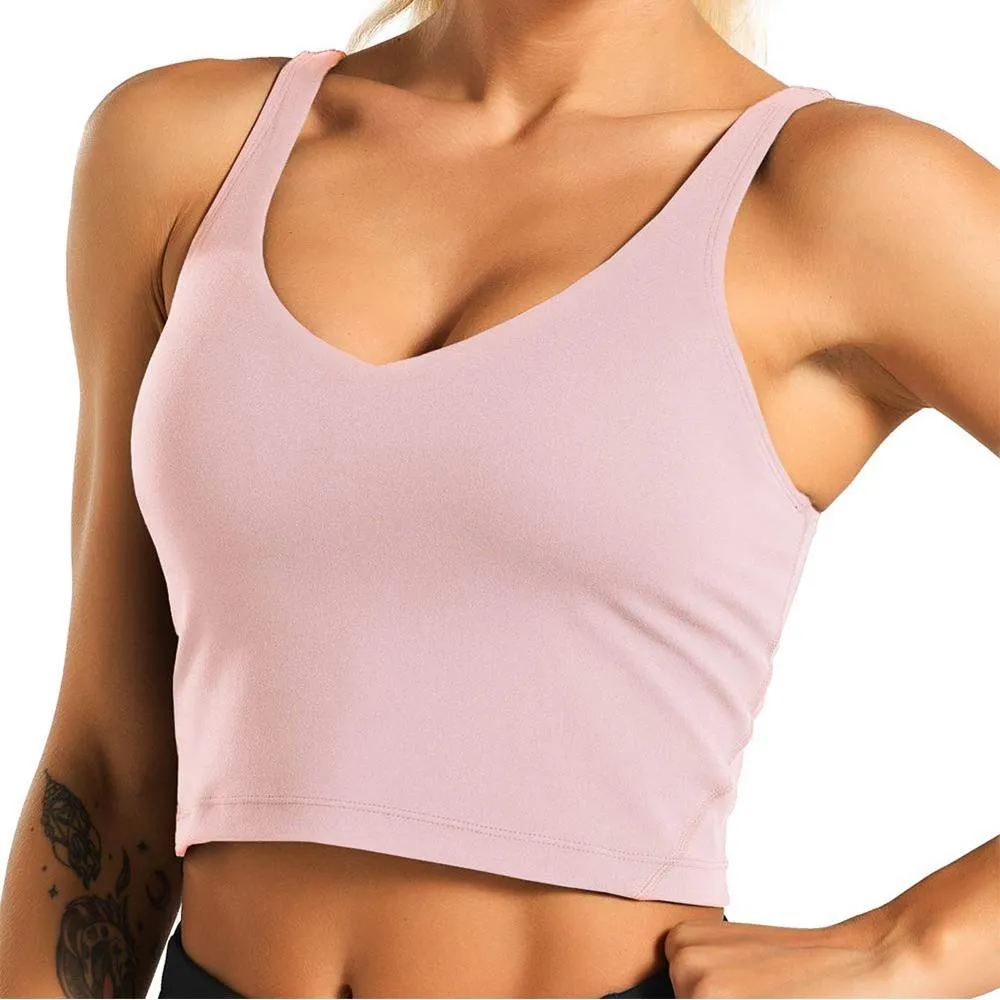 Fitness Sports Bra Longline Padded Tank Top Exercise Workout Women