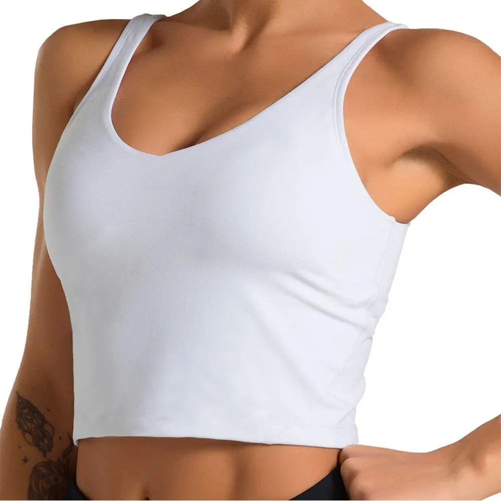 Fitness Sports Bra Longline Padded Tank Top Exercise Workout Women