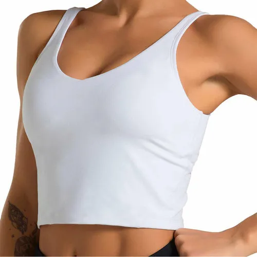 Fitness Sports Bra Longline Padded Tank Top Exercise Workout Women