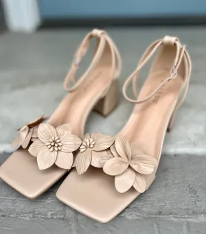 Flower Block Heel Sandal