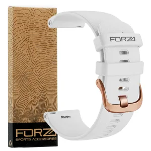 FORZA Elite 18mm Quick Release Watch Strap for Garmin - White - Rose Gold Buckle