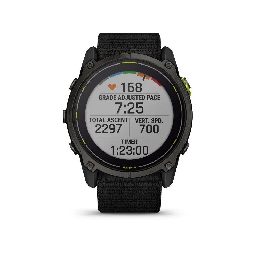 Garmin Enduro 3 51mm Solar Sapphire (Carbon Grey DLC Titanium with Black UltraFit Nylon Strap)