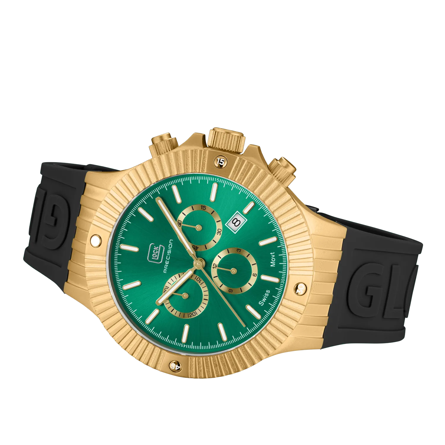 Glock Men's Stainless Steel Chronograph Quartz Watch Gold Tone/Green Dial GW-37-3-24