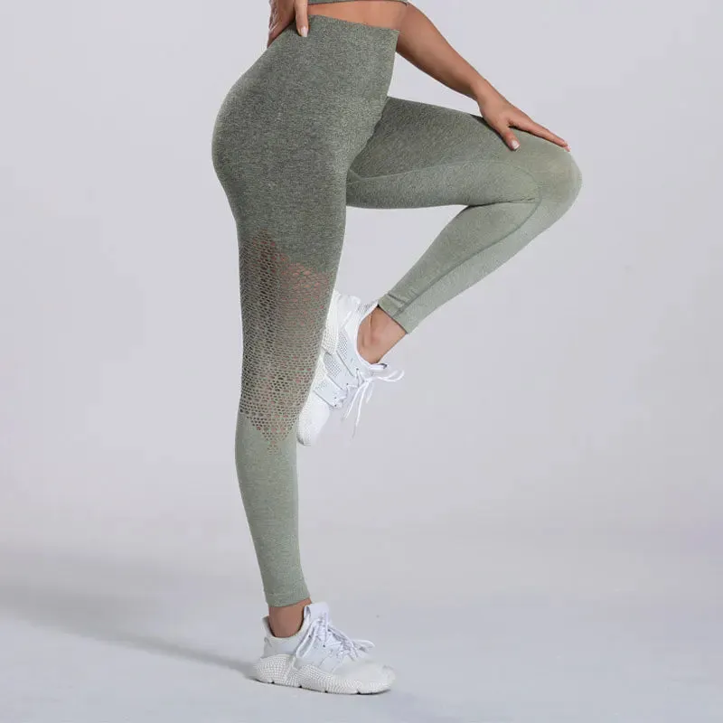 Gradient High Waist Push Up Yoga Pants for Women - Fitness Gym Leggings