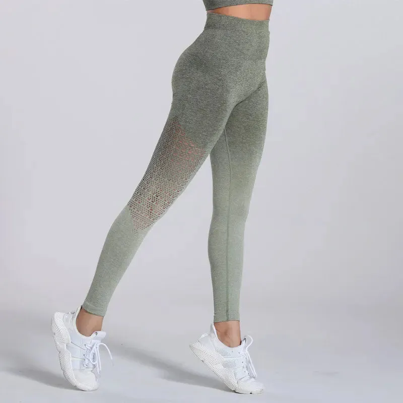 Gradient High Waist Push Up Yoga Pants for Women - Fitness Gym Leggings