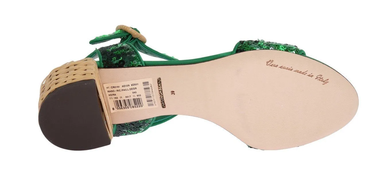 Green Sequined Sandal Shoes