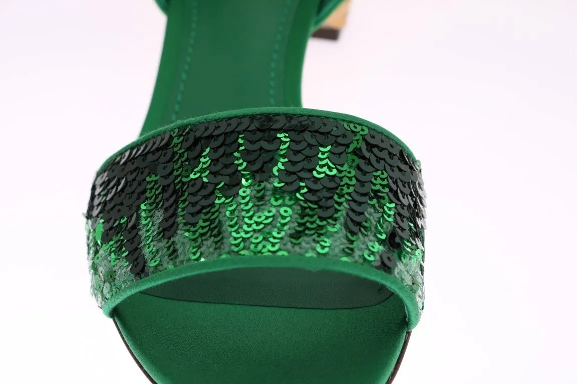 Green Sequined Sandal Shoes