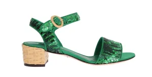 Green Sequined Sandal Shoes