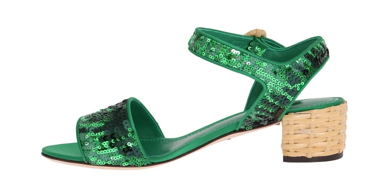 Green Sequined Sandal Shoes