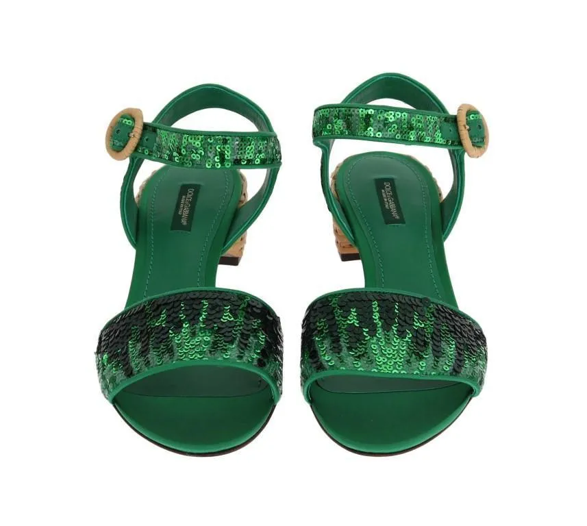Green Sequined Sandal Shoes
