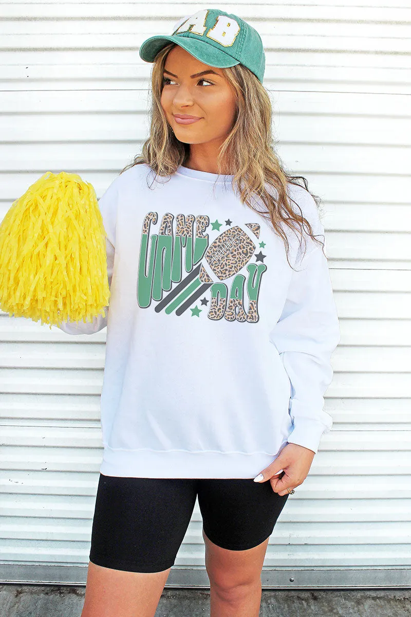 Groovy Game Day Green And Black Unisex NuBlend Crew Sweatshirt