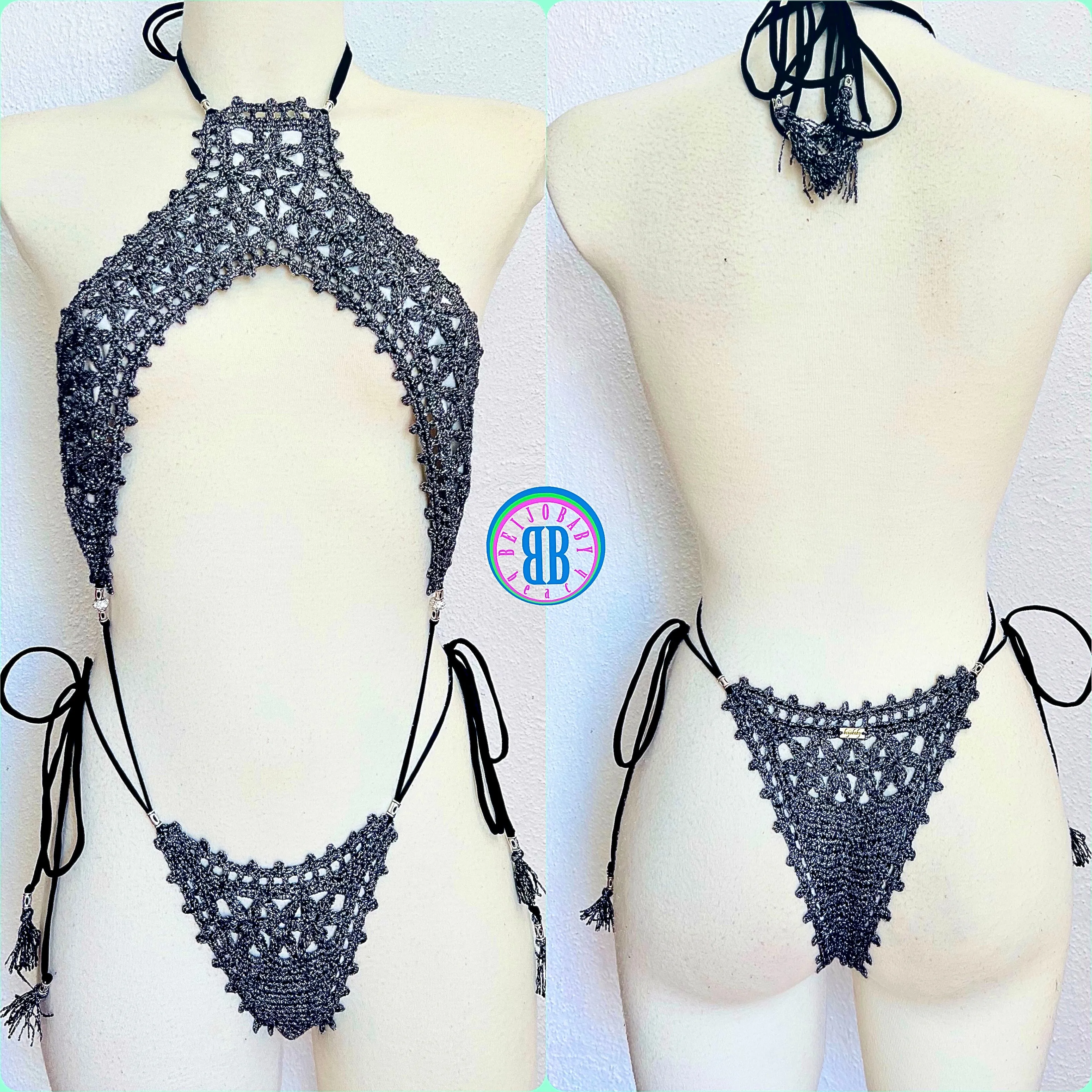 Gunmetal Crochet Bikini
