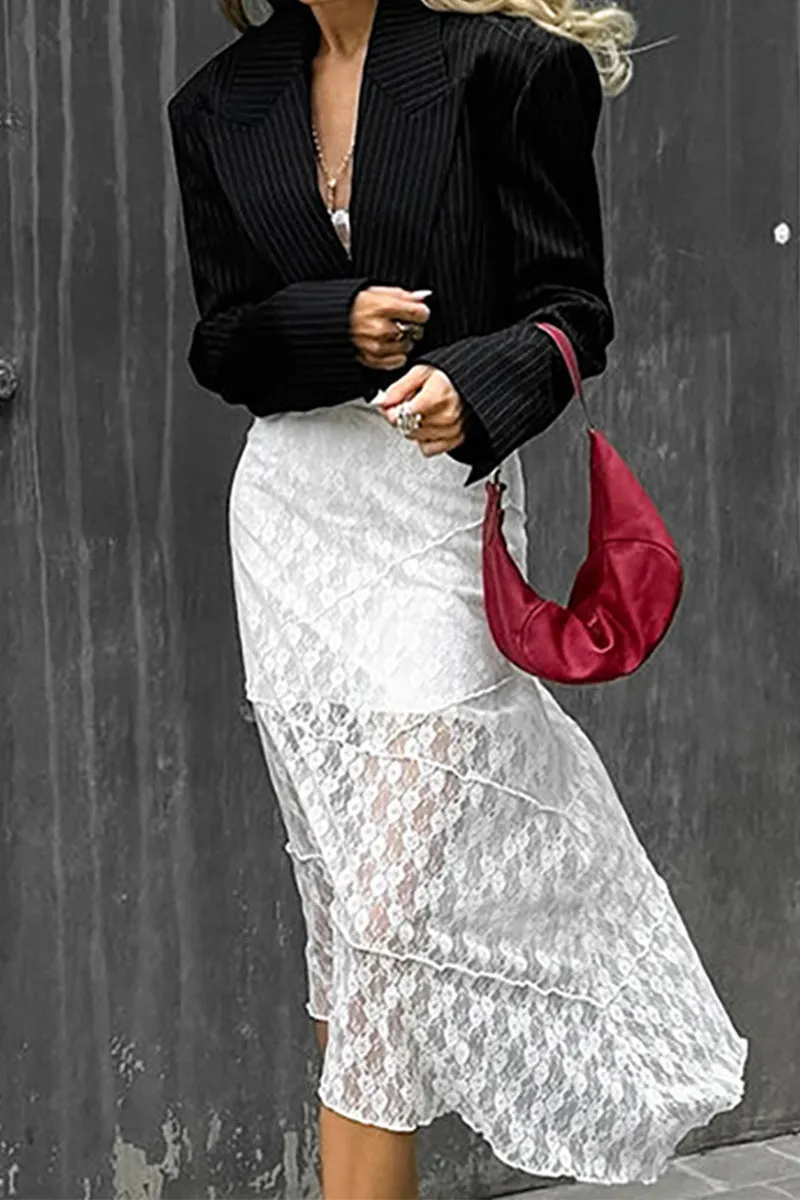HWT1082 Pinstripe Power Cropped Blazer Outerwear