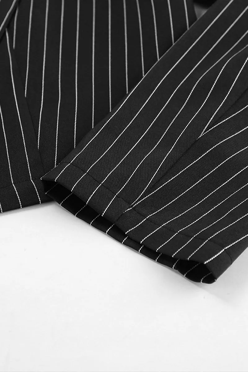 HWT1082 Pinstripe Power Cropped Blazer Outerwear
