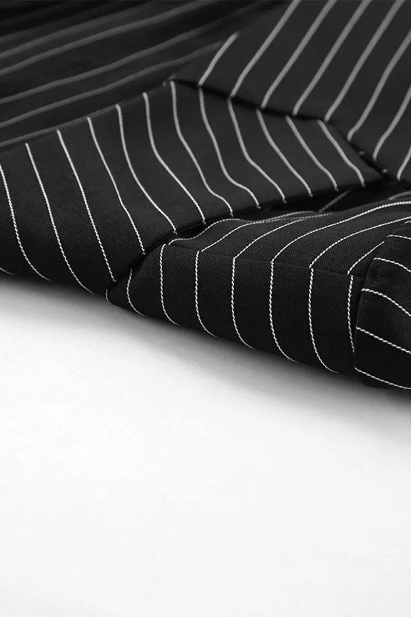 HWT1082 Pinstripe Power Cropped Blazer Outerwear
