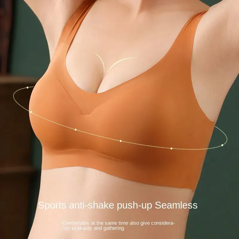 Ice Silk Comfort: Seamless Push-Up Vest Bralette for Women