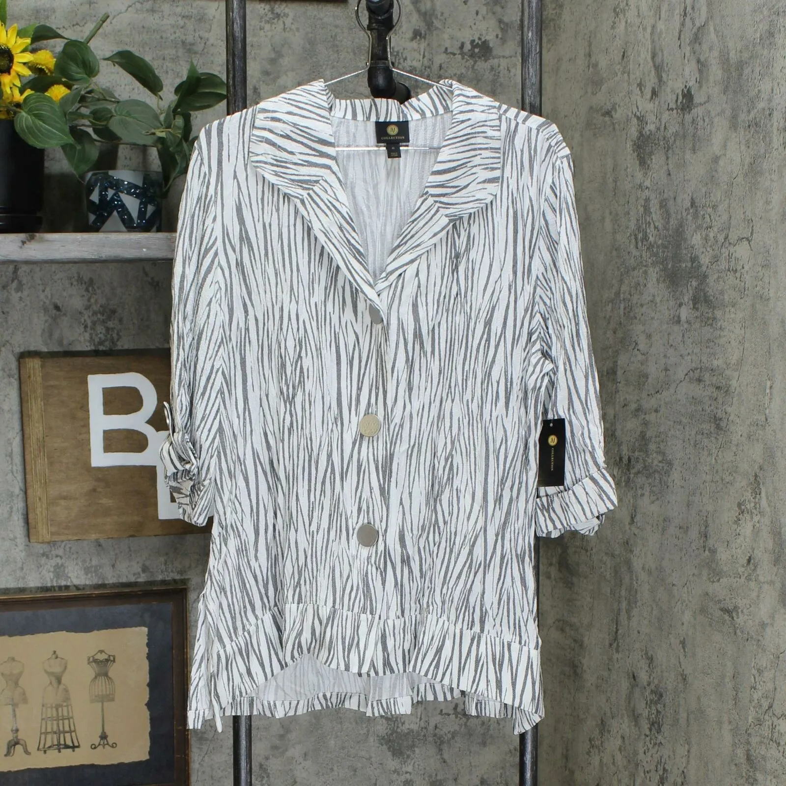 JM Collection Women's Printed Crinkle Jacket