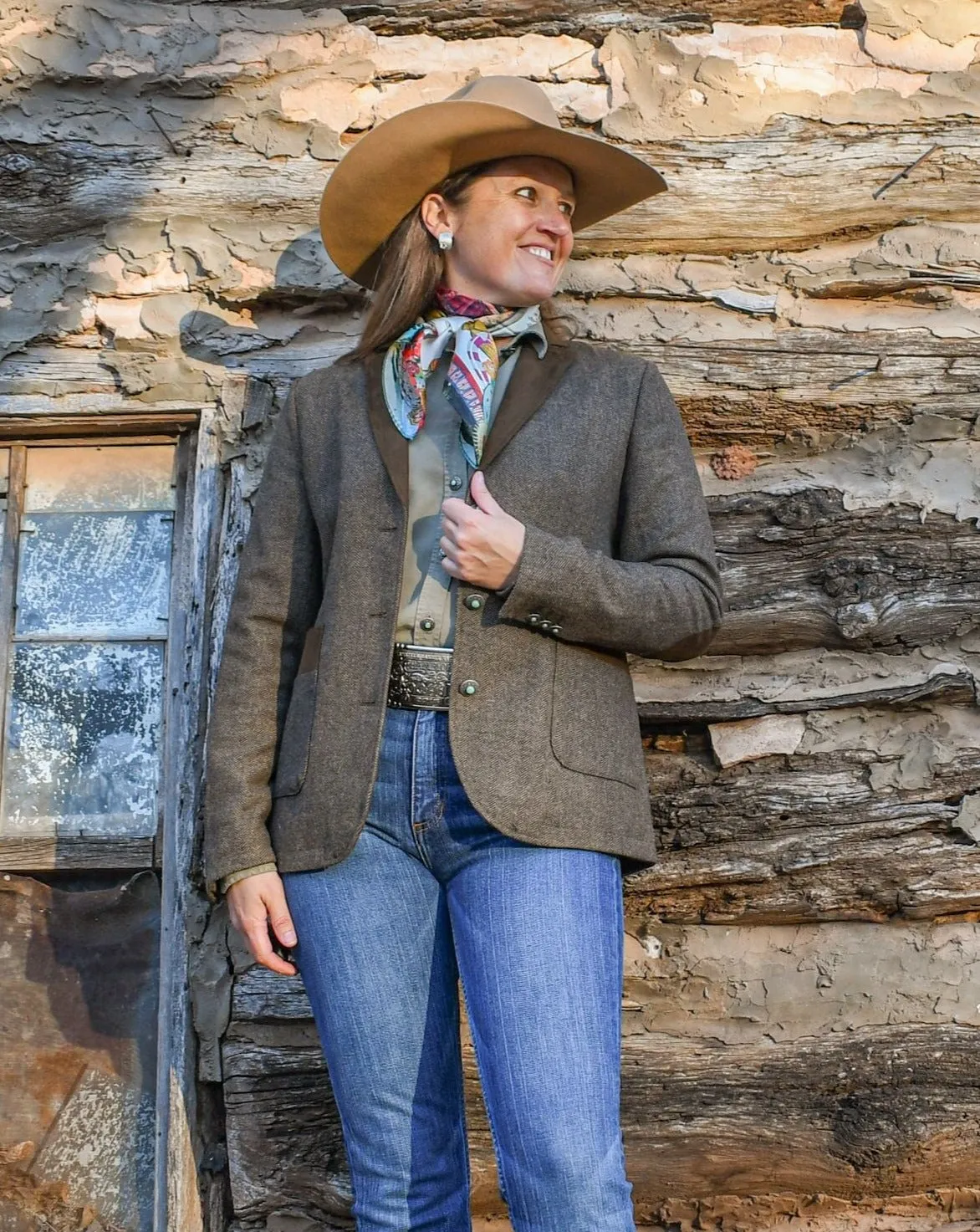 Katmai Blazer (Tan Herringbone)