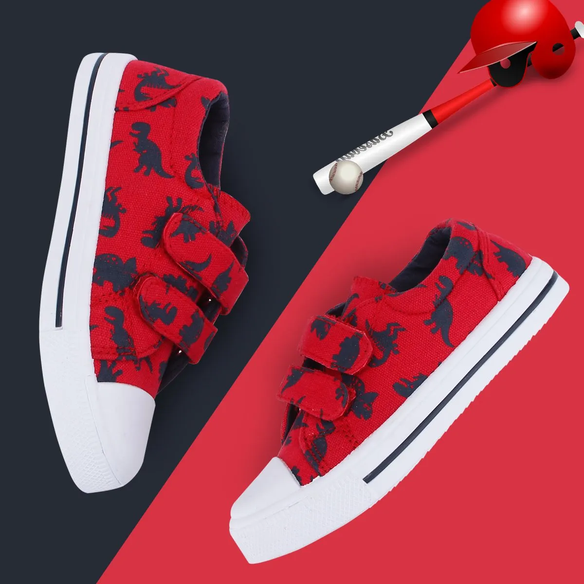 KushyShoo Toddler Cartoon Dual Hook Loops Sneakers