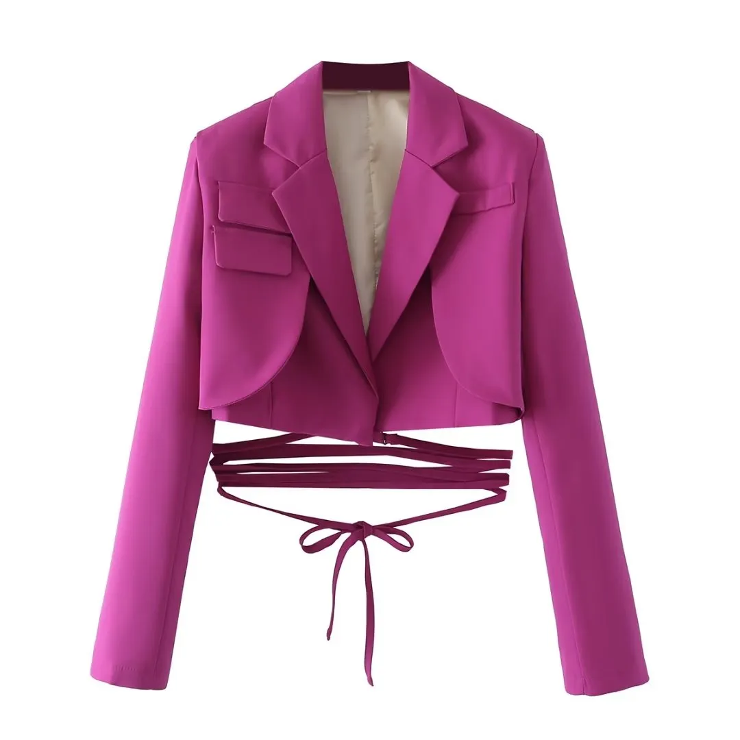 Lace Bottom Cropped Blazer