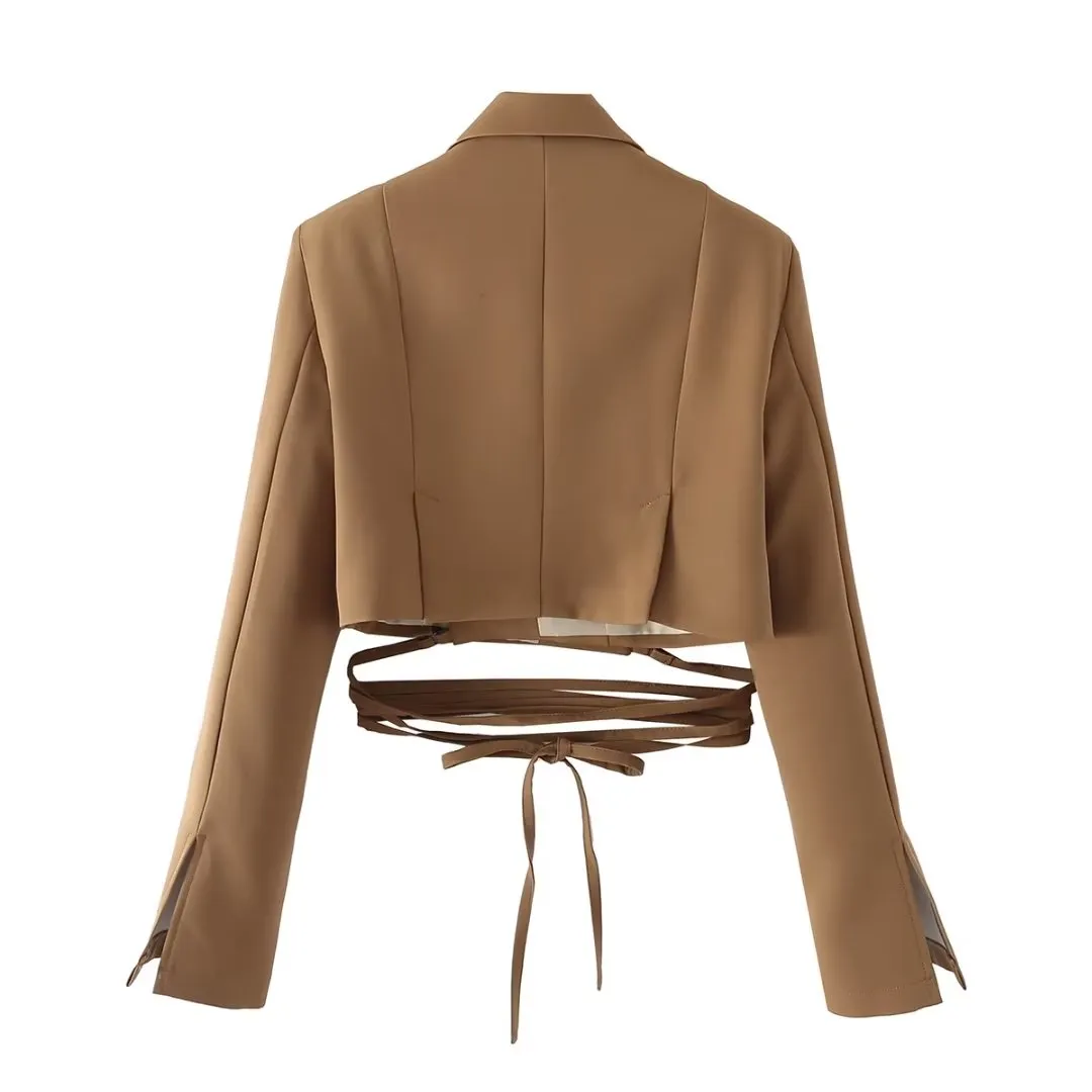 Lace Bottom Cropped Blazer