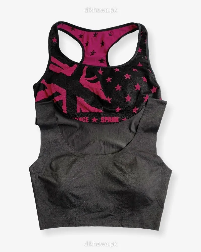 Ladies Jogging Bra - Sports Bra - Pack Off 2 Sports Bra - Padded Sports Bra Pack Off 2