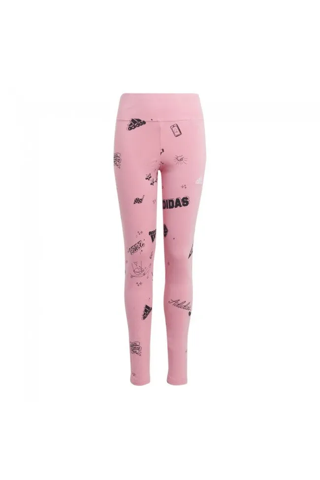 LEGGINGS BIMBA ADIDAS PANTALONE BAMBINA JUNIOR INFANT ROSA