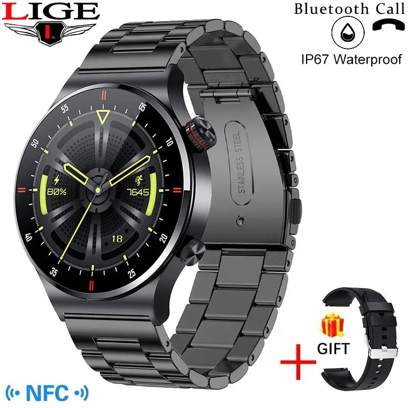 LIGE Bluetooth Call Smart Watches NFC Access Control Sports Fitness Tracker Watch Heart Rate Blood Pressure Sleep Men Smartwatch