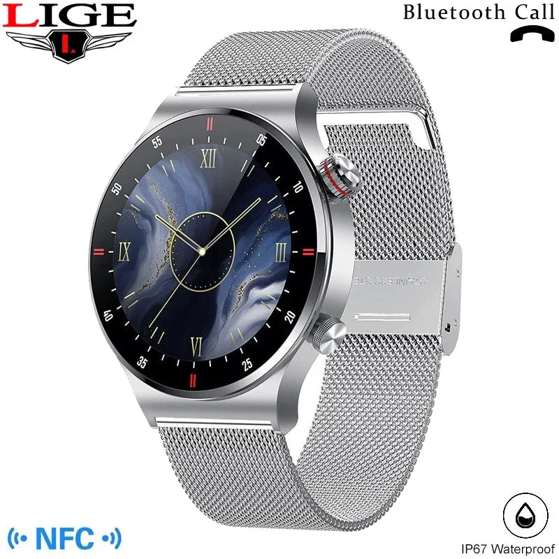 LIGE Bluetooth Call Smart Watches NFC Access Control Sports Fitness Tracker Watch Heart Rate Blood Pressure Sleep Men Smartwatch
