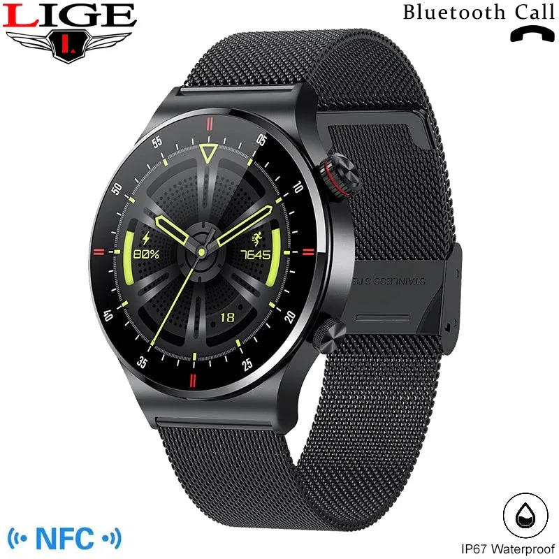 LIGE Bluetooth Call Smart Watches NFC Access Control Sports Fitness Tracker Watch Heart Rate Blood Pressure Sleep Men Smartwatch