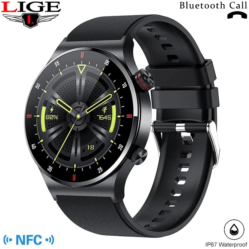 LIGE Bluetooth Call Smart Watches NFC Access Control Sports Fitness Tracker Watch Heart Rate Blood Pressure Sleep Men Smartwatch