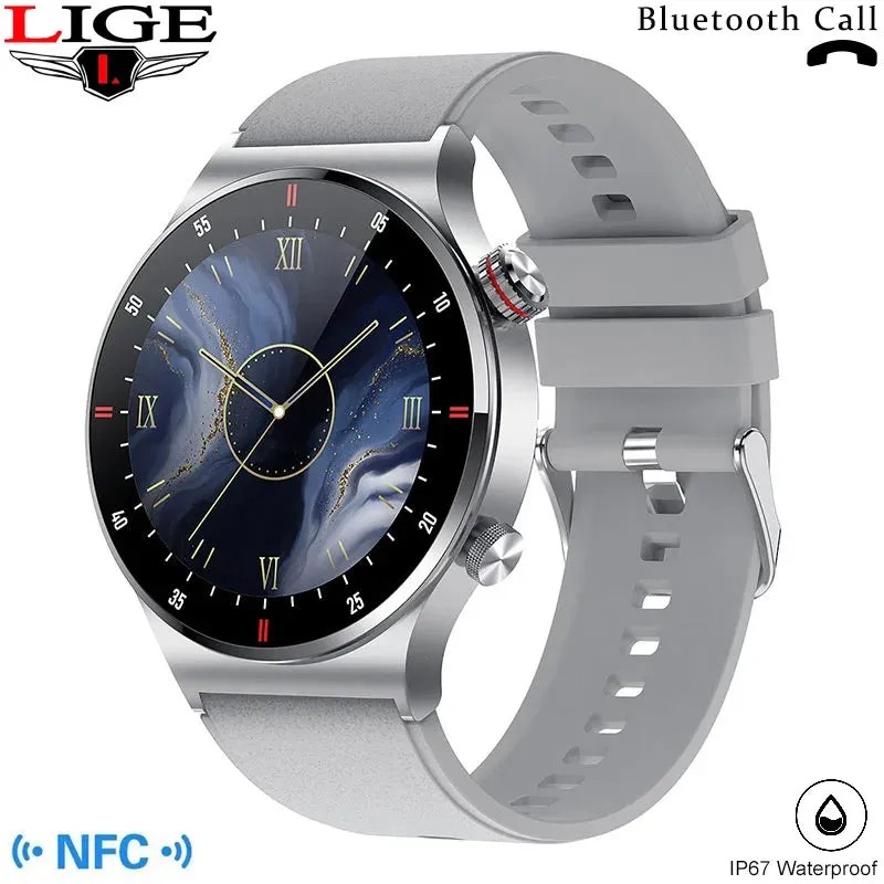 LIGE Bluetooth Call Smart Watches NFC Access Control Sports Fitness Tracker Watch Heart Rate Blood Pressure Sleep Men Smartwatch