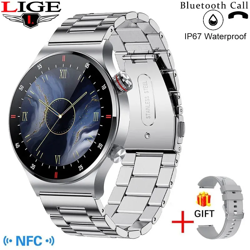 LIGE Bluetooth Call Smart Watches NFC Access Control Sports Fitness Tracker Watch Heart Rate Blood Pressure Sleep Men Smartwatch