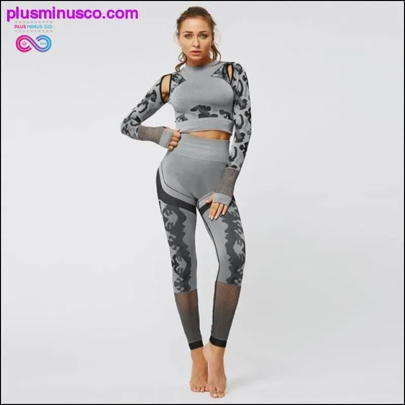 Long Sleeve Seamless Yoga Set Women Fitness Sports Suits Gym