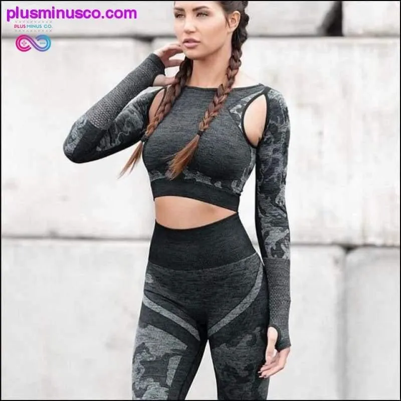 Long Sleeve Seamless Yoga Set Women Fitness Sports Suits Gym