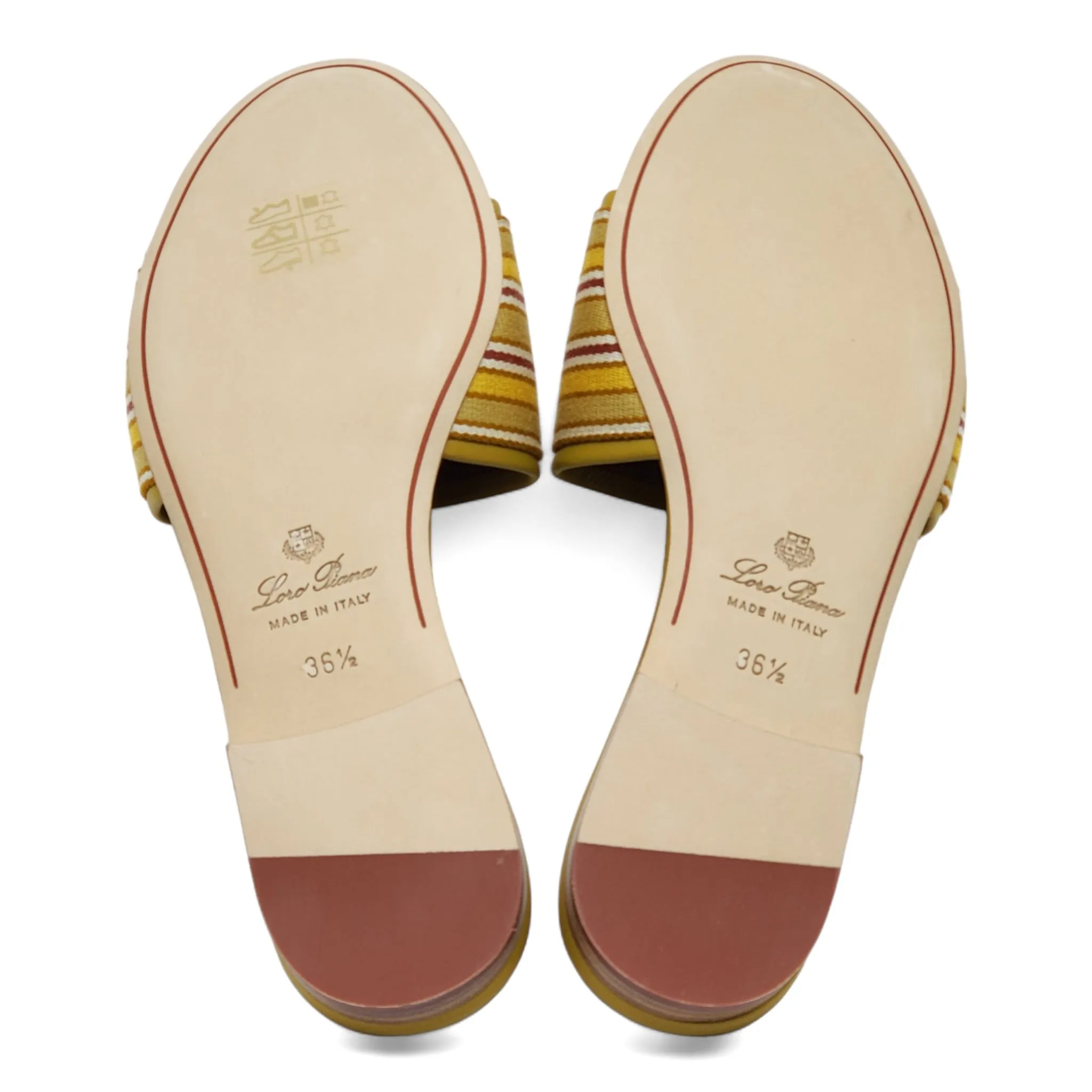 Loro Piana The Suitcase Stripe Flat Sandals in Yellow