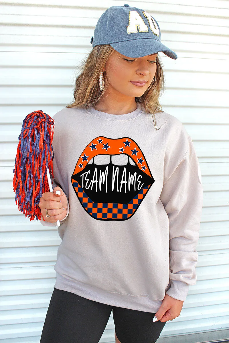 Loud Mouth Football Navy And Orange Unisex NuBlend Crew Sweatshirt