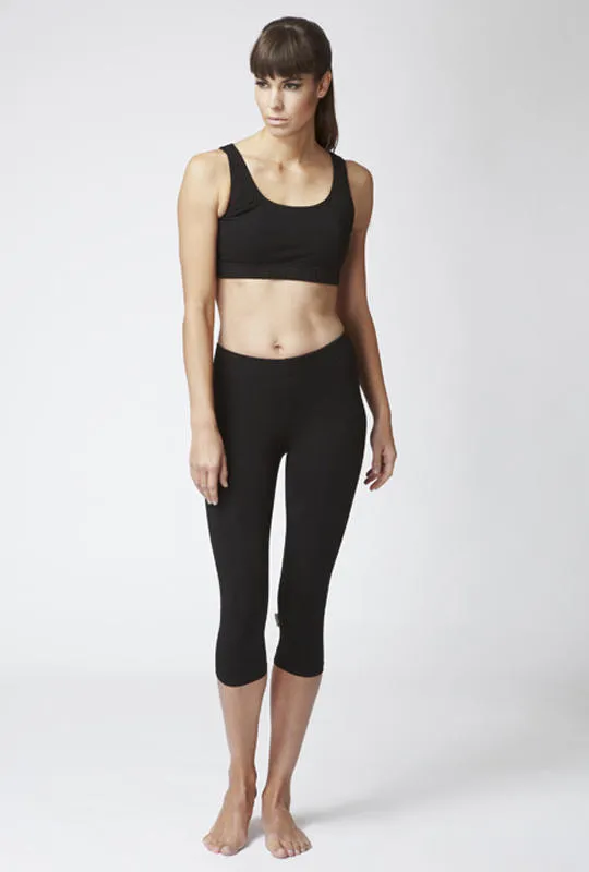 Medium Compression Waisted Cropped Leggings Black