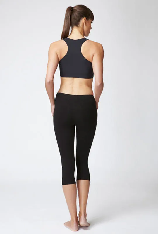 Medium Compression Waisted Cropped Leggings Black
