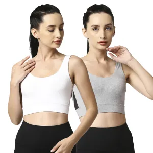 Medium Impact Non Padded Non Wired Long Line Sports Bra (Pack of 2)