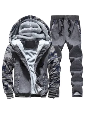 Men's Camo Print Thicken Two-Piece Outfit