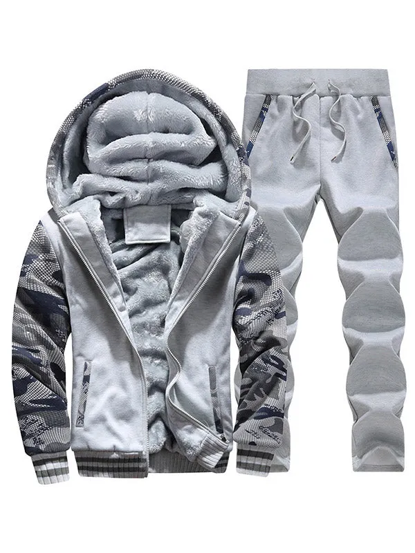 Men's Camo Print Thicken Two-Piece Outfit
