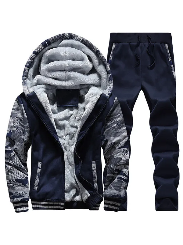 Men's Camo Print Thicken Two-Piece Outfit