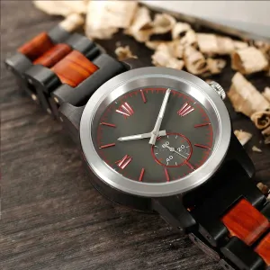Men's Handcrafted Ebony & Rose Wood Watch
