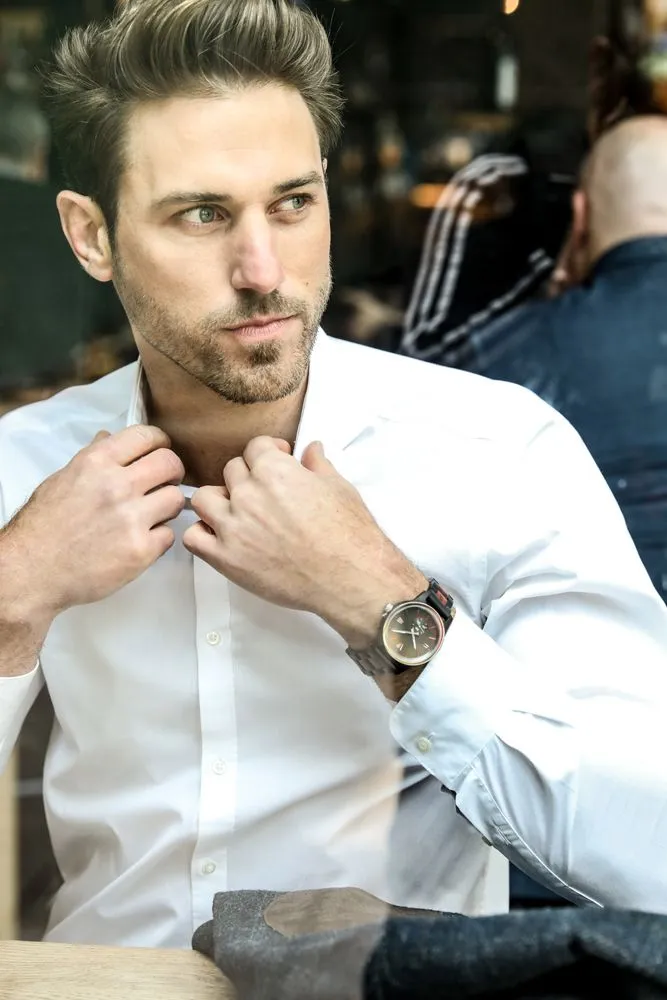 Men's Handcrafted Ebony & Rose Wood Watch