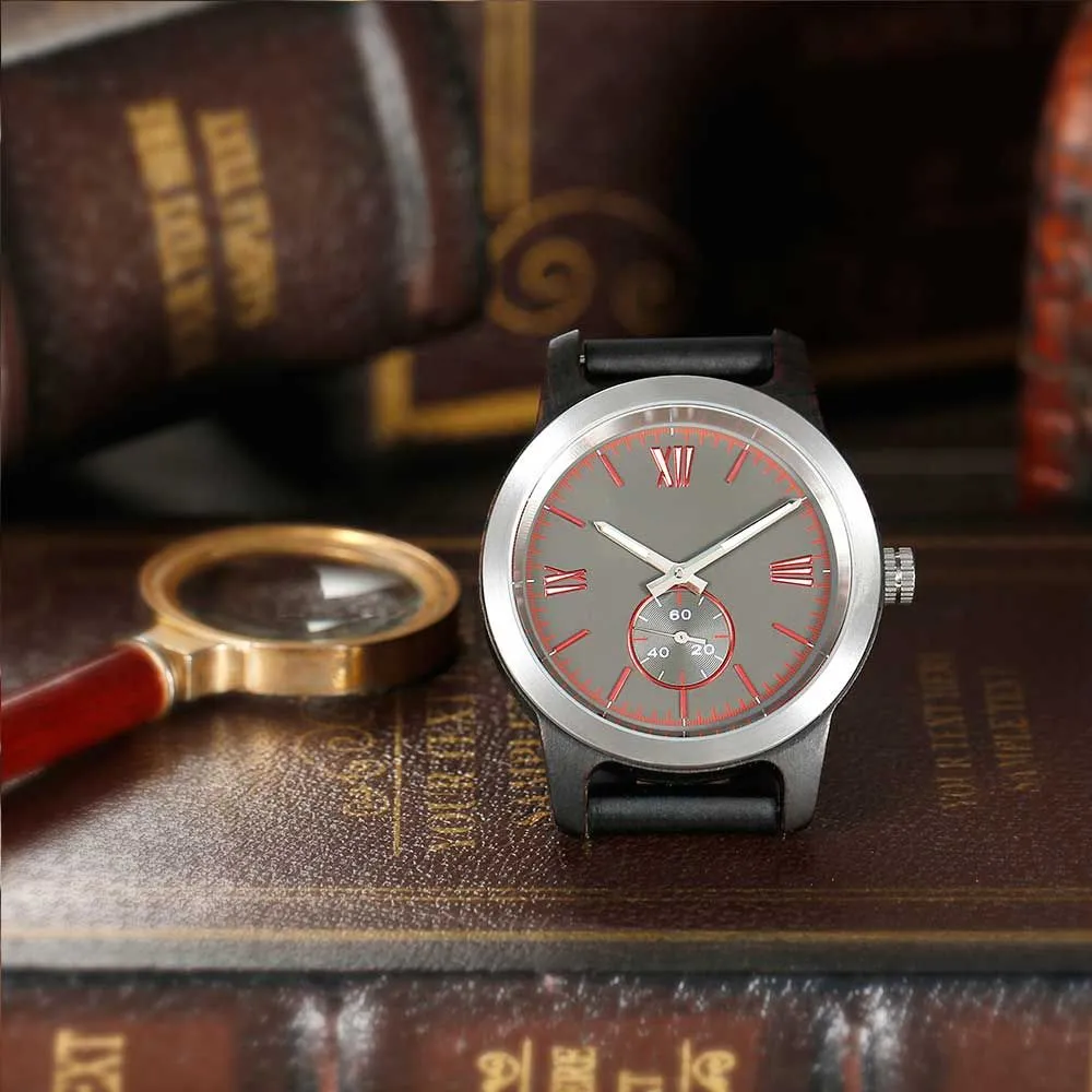 Men's Handcrafted Ebony & Rose Wood Watch