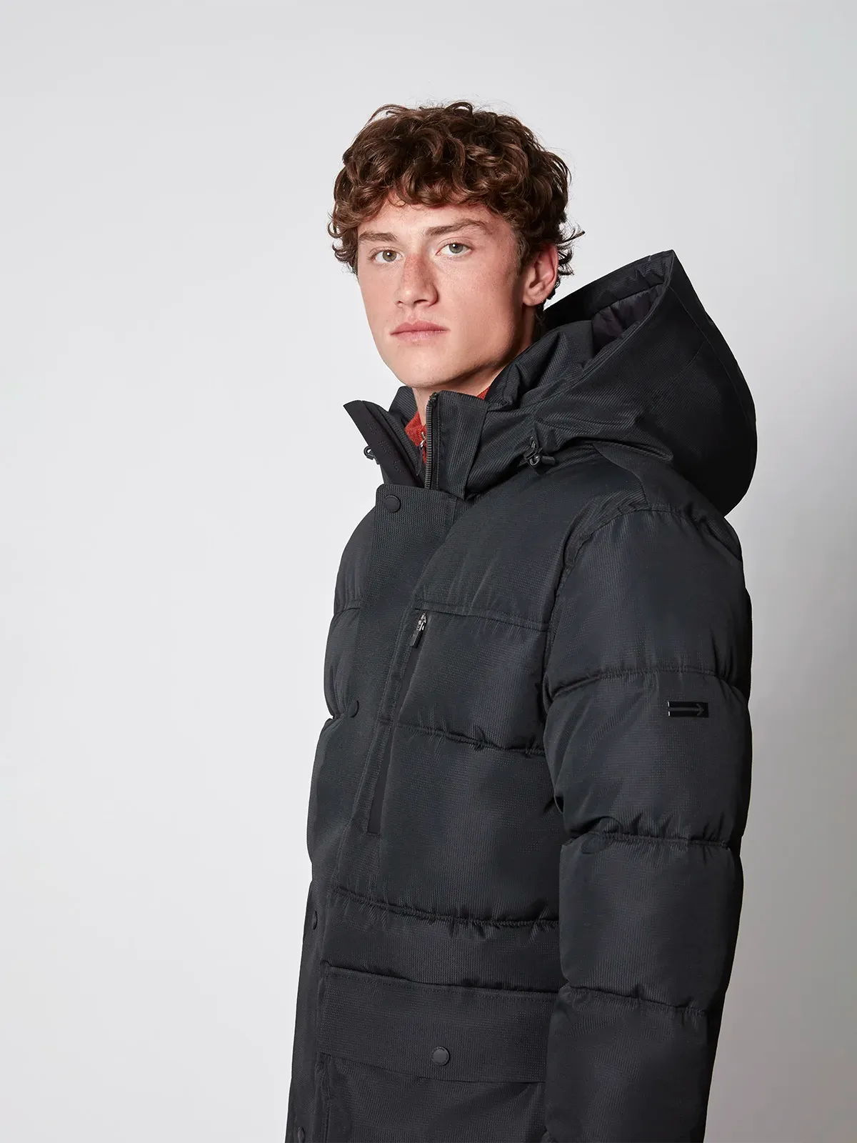 Men's Textured Ripstop Ecofill Quilted Parka with Hood