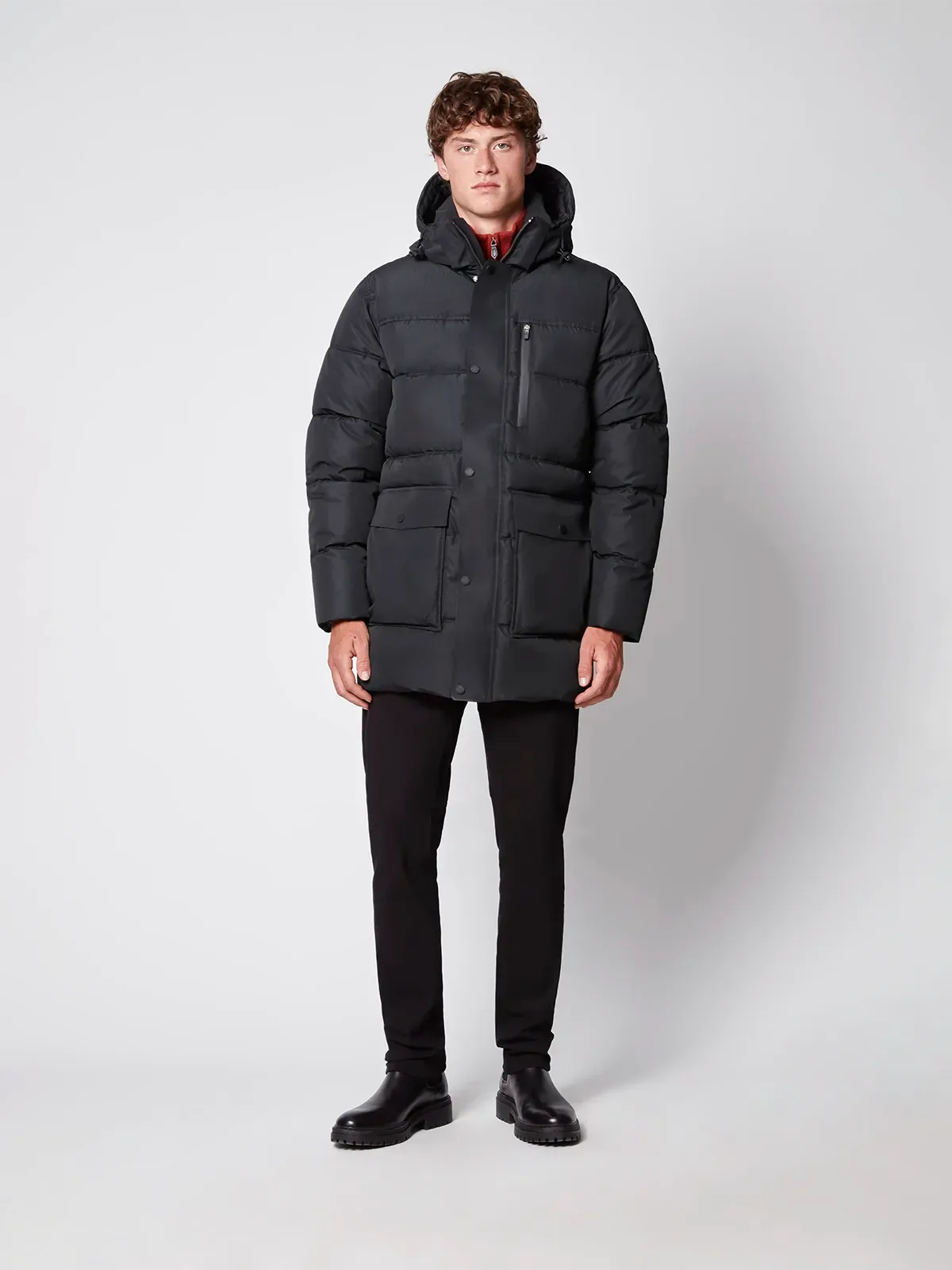 Men's Textured Ripstop Ecofill Quilted Parka with Hood