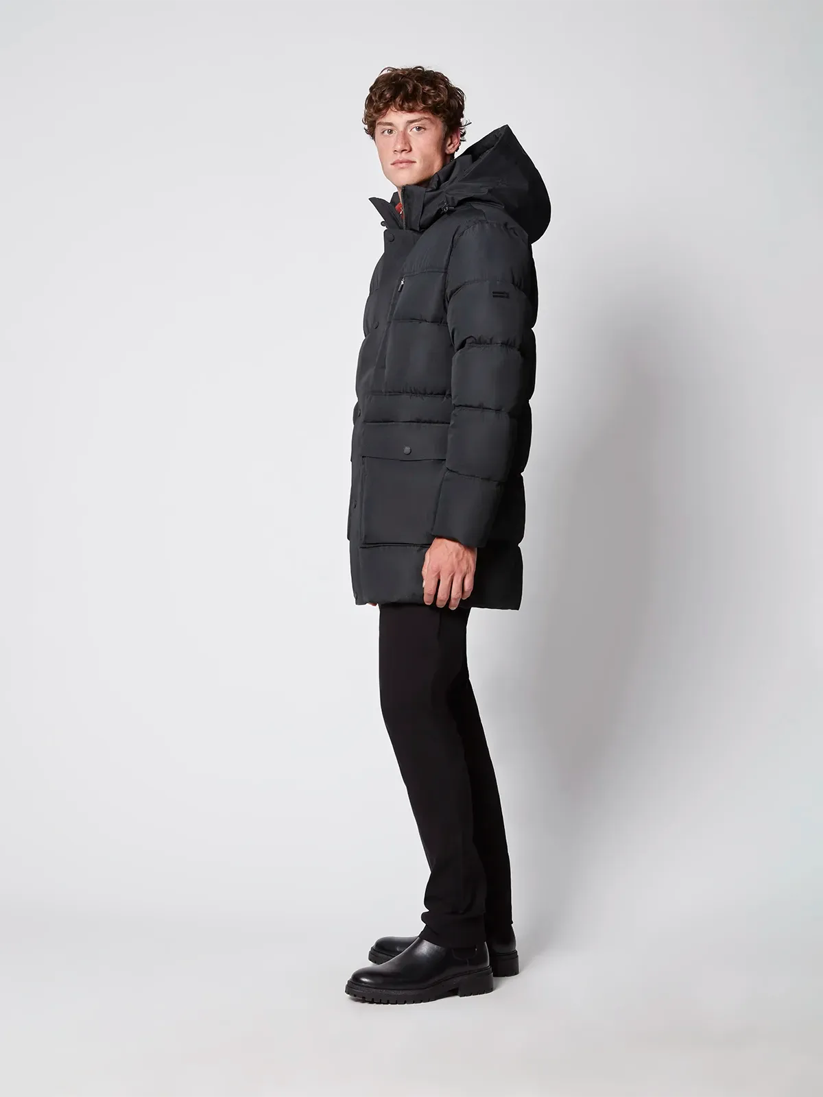 Men's Textured Ripstop Ecofill Quilted Parka with Hood
