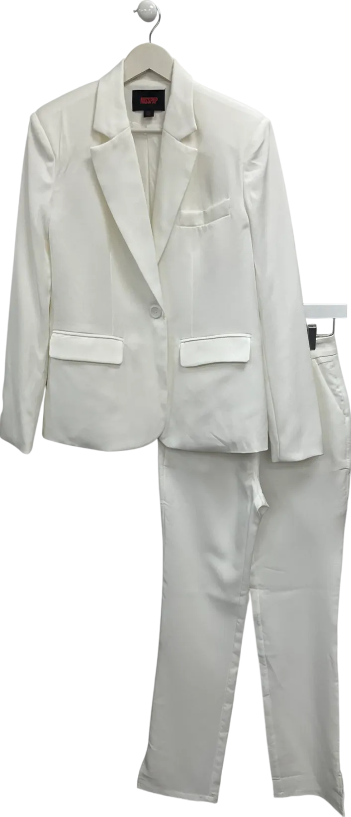 Misspap White Straight Trouser And One Button Blazer UK 8